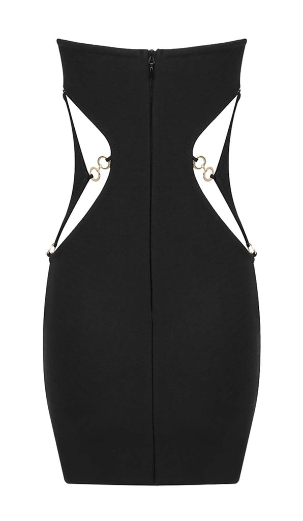 CUTOUT SWEATHEART NECKLINE MINI DRESS IN BLACK