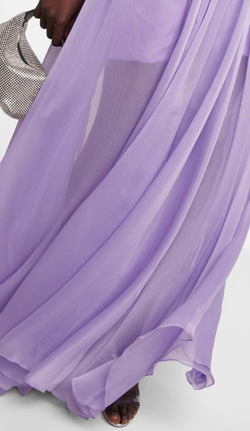 CUTOUT TULLE MAXI DRESS IN LIGHT PURPLE