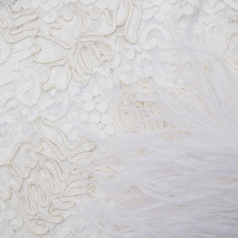 CREAM CORD LACE FEATHER TOP