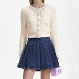 CREAM SOFT KNIT BOW CARDIGAN