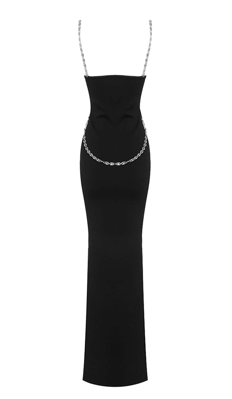 Crystal STRAPPY BANDAGE MAXI DRESS IN BLACK