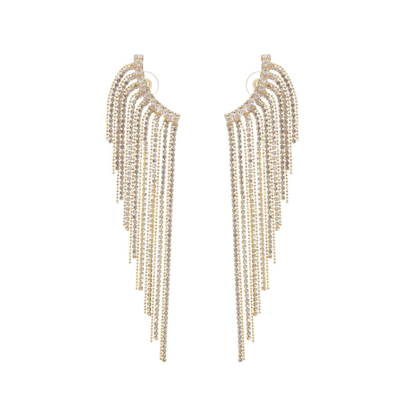 Georgie crystal-embellished tassel earrings