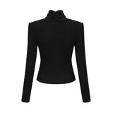 Odette black ruched stretch-jersey top