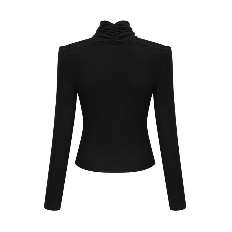 Odette black ruched stretch-jersey top