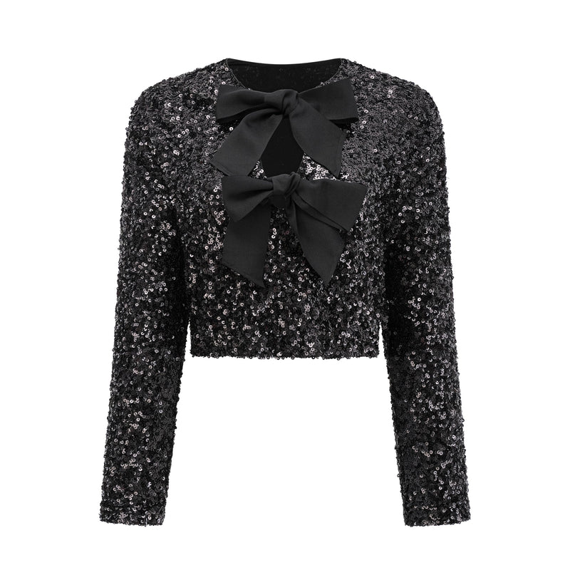 Nerissa tie-front sequinned jacket