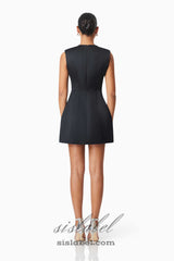 Maiara Diamante Mini Dress In Black