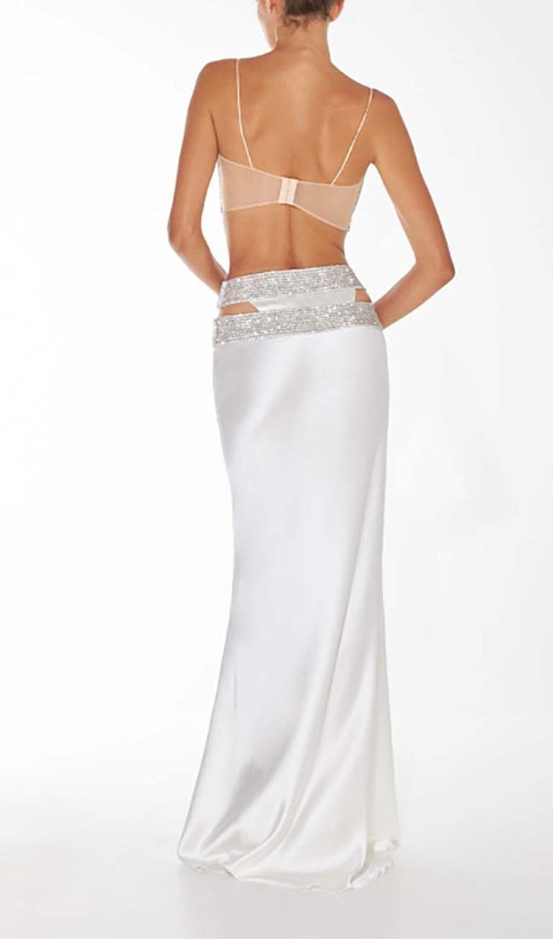 EMBELLISHED PERSPECTIVE TWO PIECE SET IN WHITE