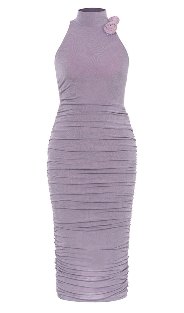 EMBELLISHED BANDAGE MIDI DRESS IN LAVENDER