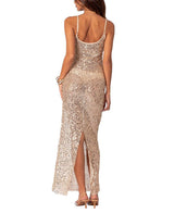 SEQUIN SHEER MESH MAXI DRESS