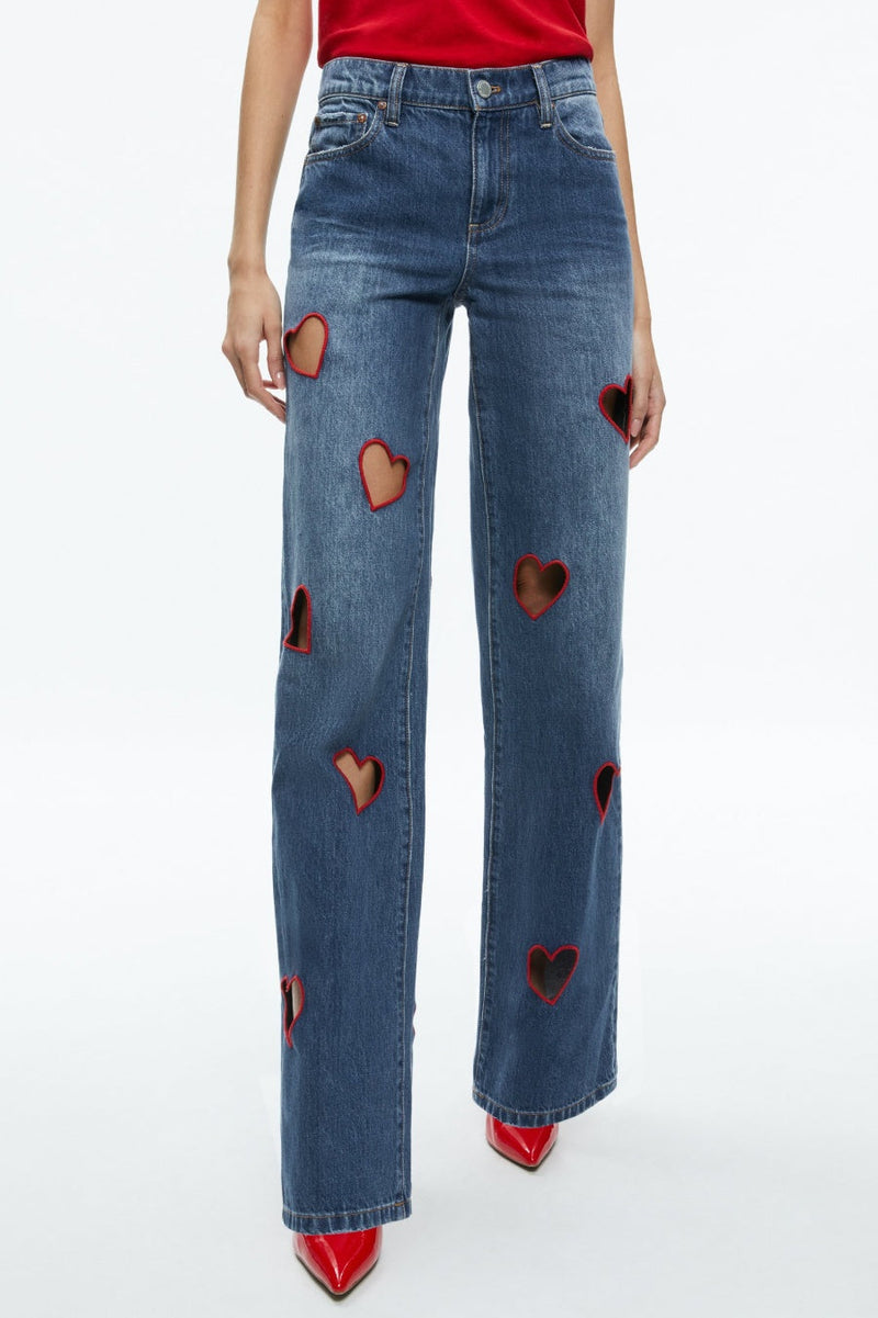 Elowen Heart Embroidered Cutout Jeans