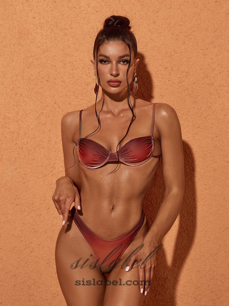 EVA OMBRE OMBRE BIKINI TWO PIECE SET IN COFFEE