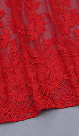 FLORAL CORSET LACE MAIX DRESS IN RED