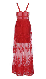 FLORAL CORSET LACE MAIX DRESS IN RED