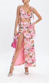 FLORAL DESIGN TWO PIECE SET IN PINK