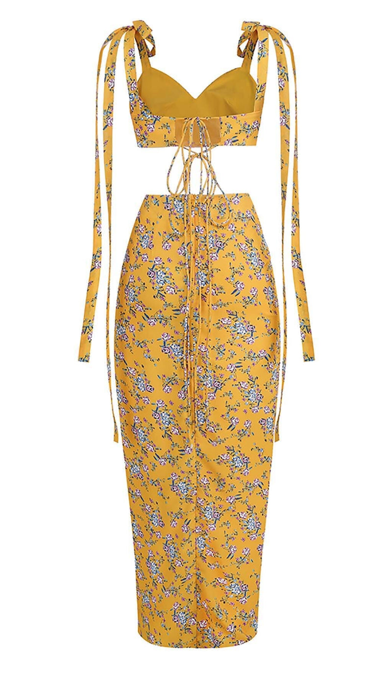 FLORAL DESIGN TWO PIECE SET IN YELLOW