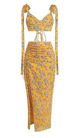 FLORAL DESIGN TWO PIECE SET IN YELLOW