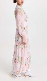 FLORAL PRINT MIDI DRESS IN PINK