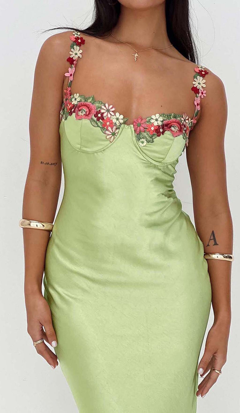 FLORAL STRAP SATIN MINI DRESS