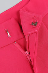 IRMA FEATHER TRIM BLAZER SUITS IN ROSE RED