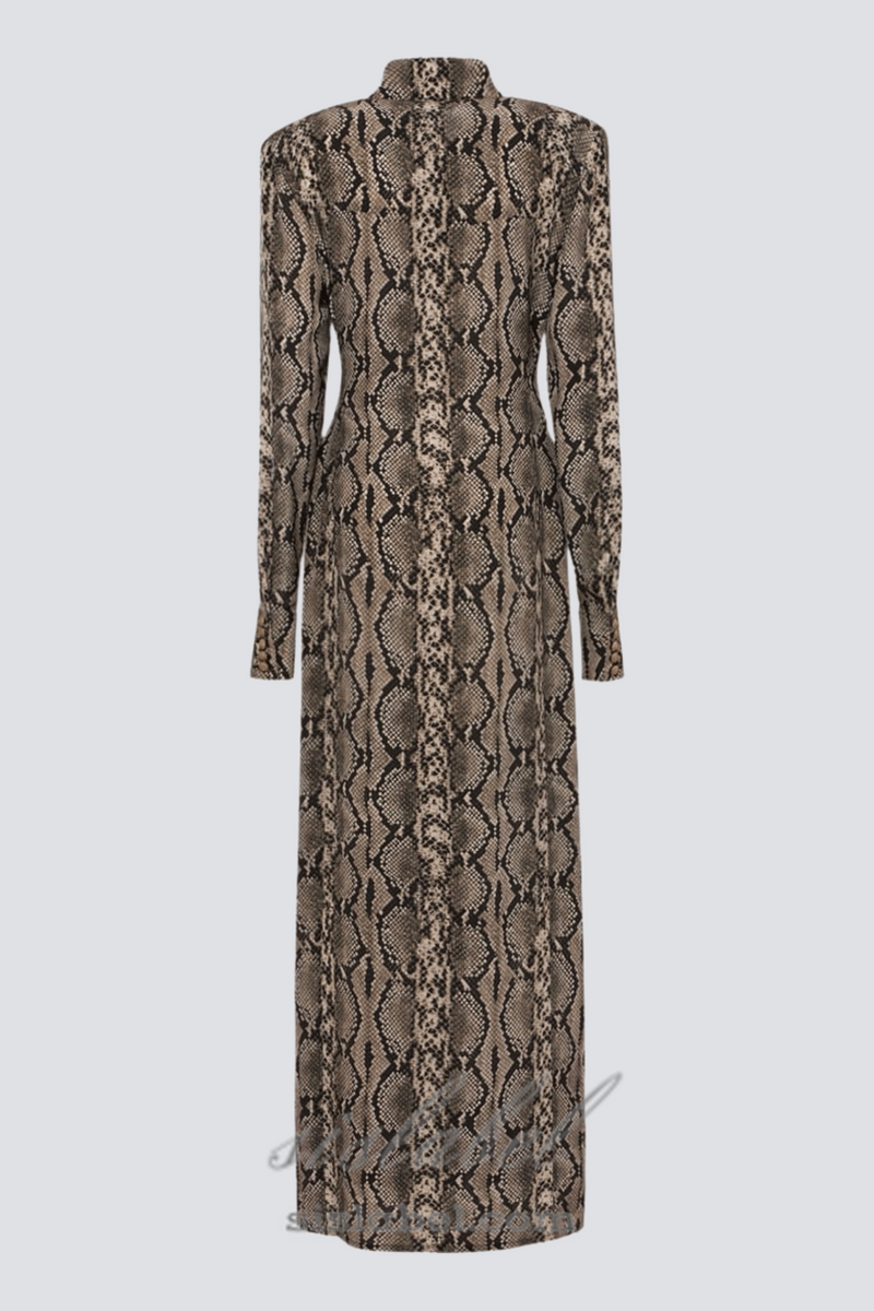 Filis Snake Print Maxi Shirt Dress