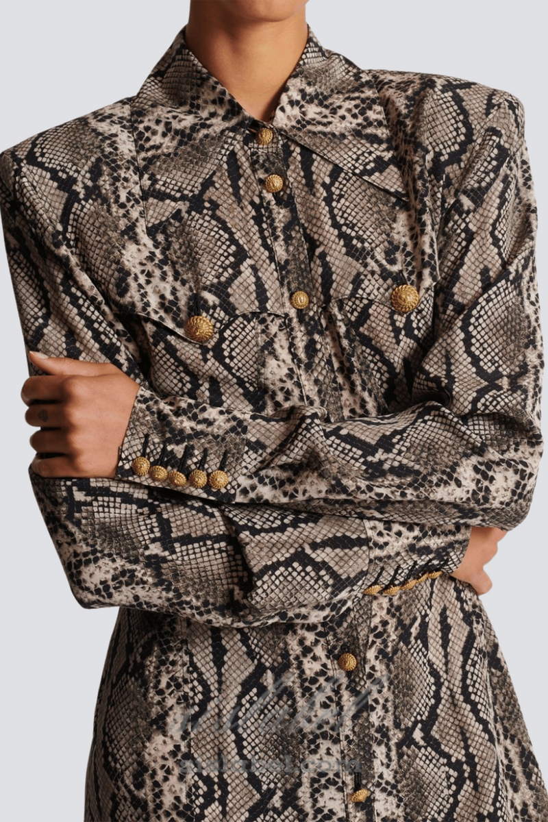 Filis Snake Print Maxi Shirt Dress