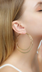 Geometric large circle double earrings