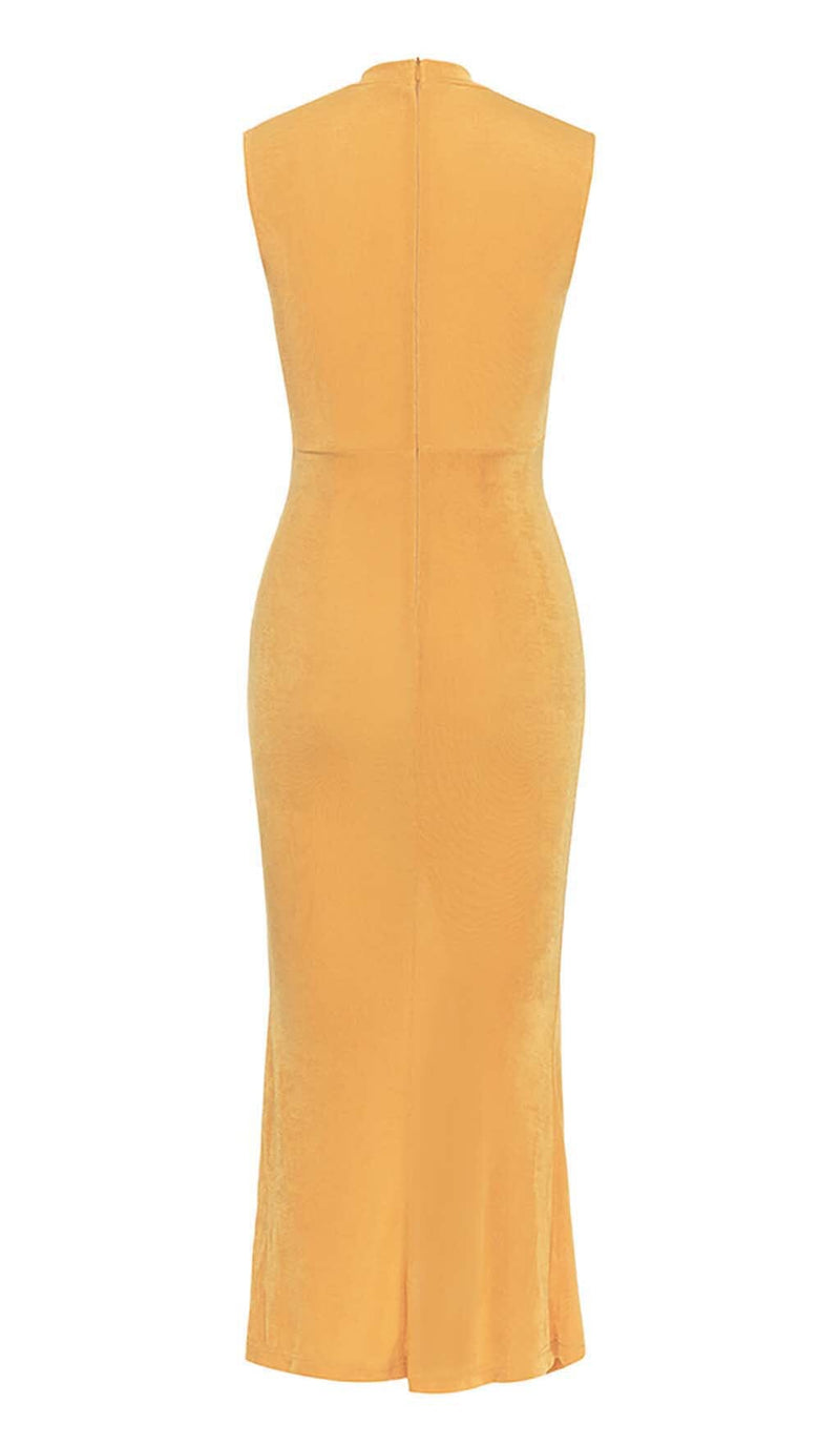 HALTER BANDAGE MIDI DRESS IN YELLOW