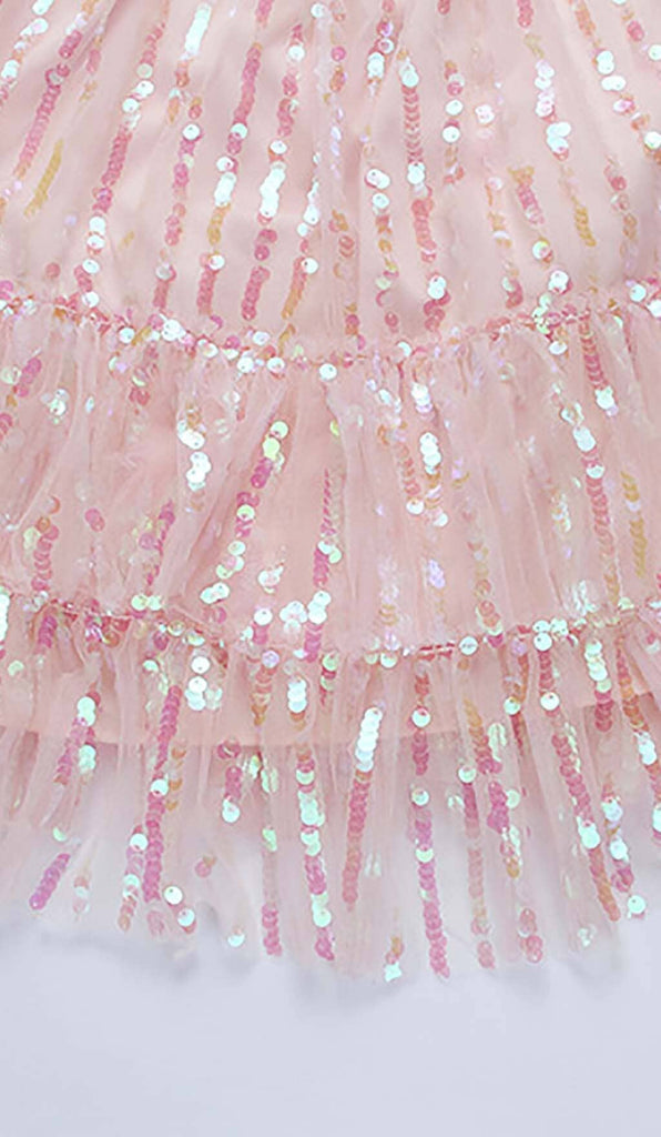 HALTER SEQUINS MINI DRESS IN PINK