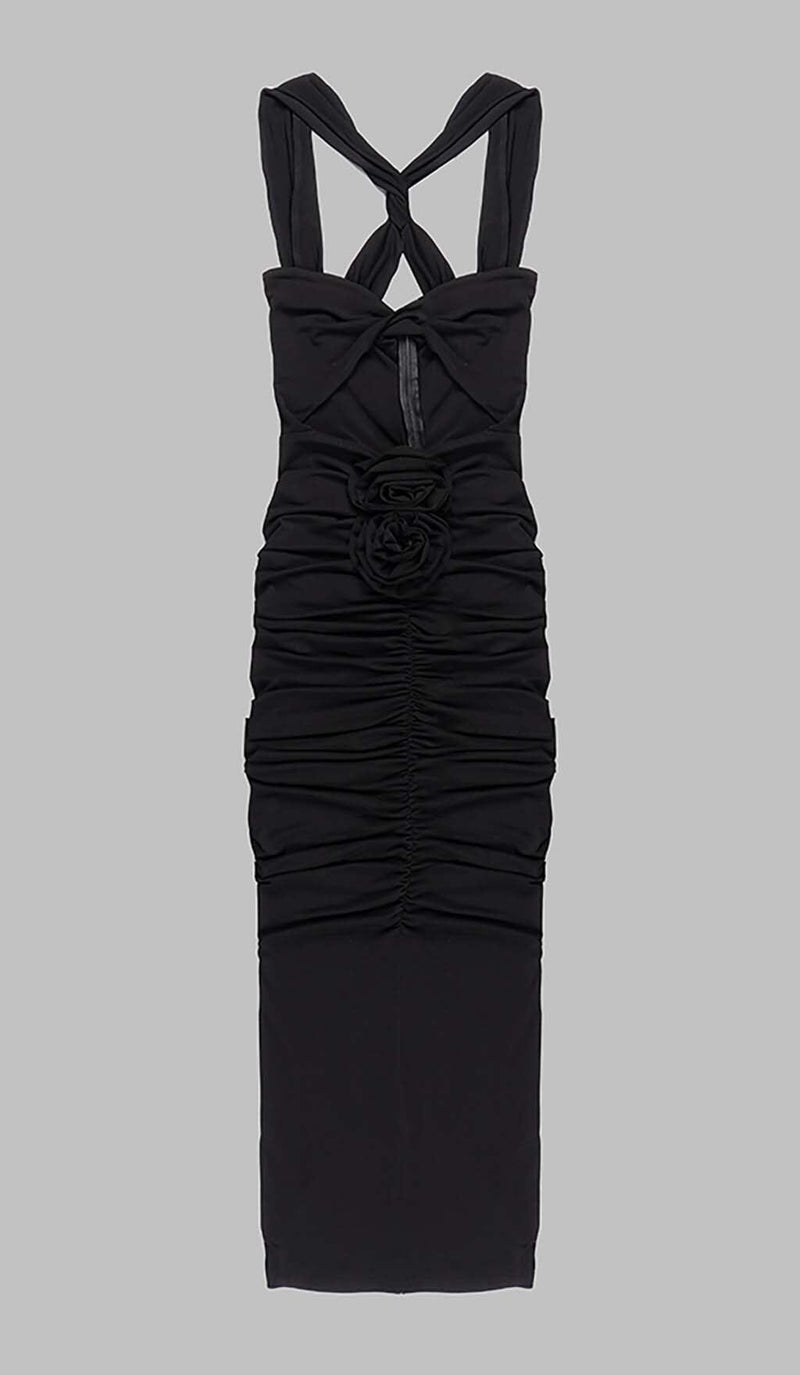 HALTER CUT OUT MAXI DRESS IN BLACK