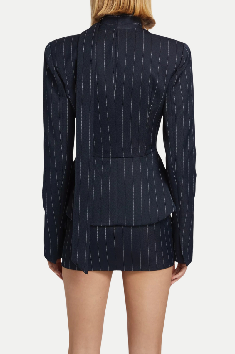 Hibyl Pinstripe Scarf Blazer in black