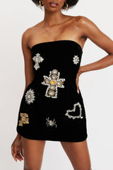 Hyrine Strapless Embellished Mini Bandage Dress