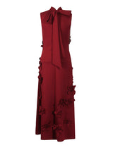 ANNONA RED FLOWER EMBELLISHED MAXI DRESS