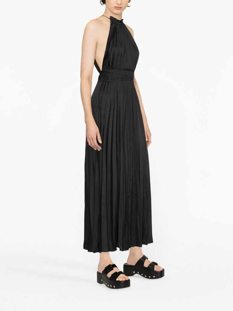 PLEATED SLEEVELESS MAXI DRESS