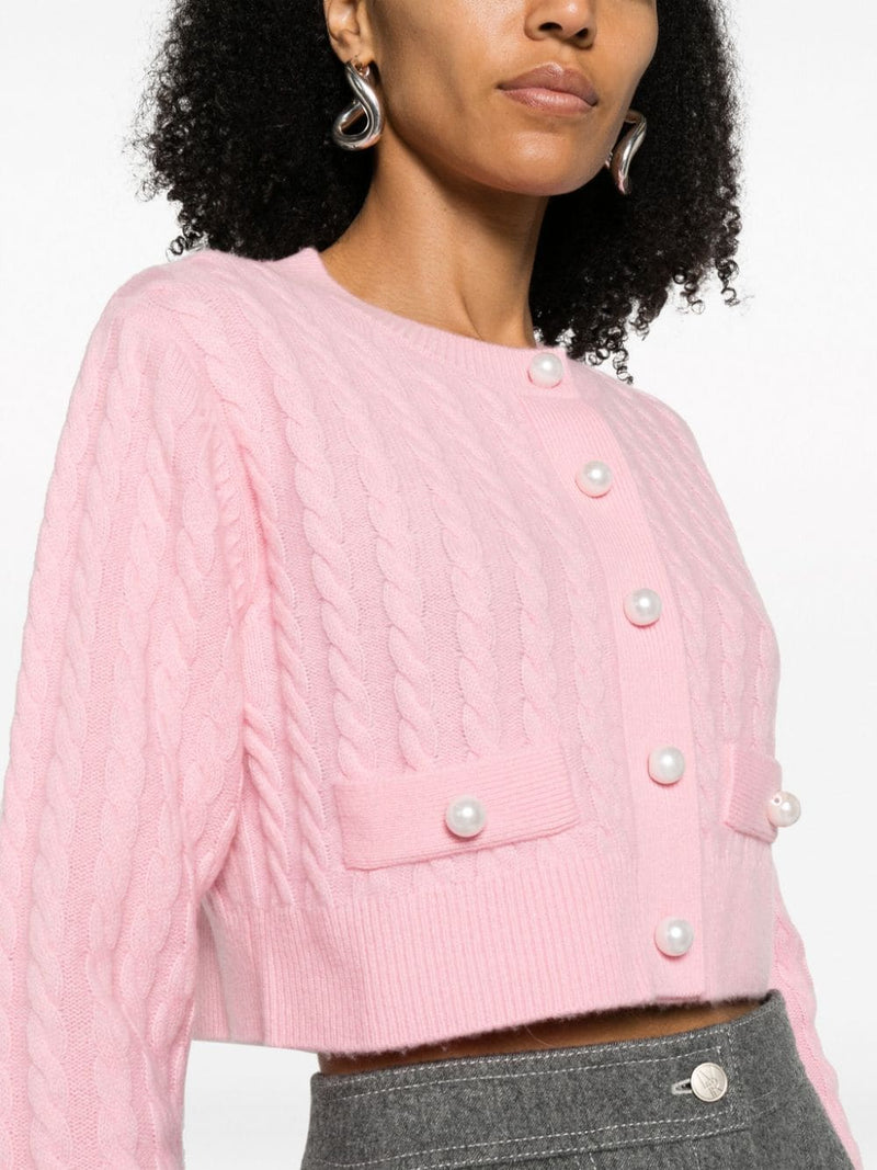 CABLE KNIT CROPPED CARDIGAN