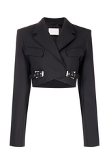 Jayla Cropped Cutout Blazer in Black