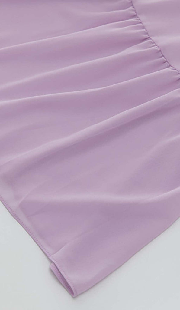 LONG SLEEVE RUFFLE MAXI DRESS IN LILAC