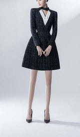 LONG SLEEVES A LINE JACKET DRESS IN BLACK