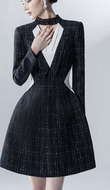 LONG SLEEVES A LINE JACKET DRESS IN BLACK