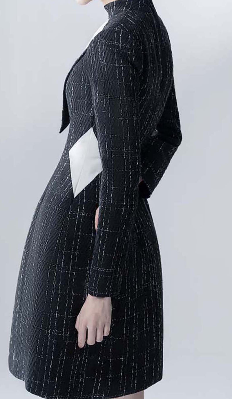 LONG SLEEVES A LINE JACKET DRESS IN BLACK