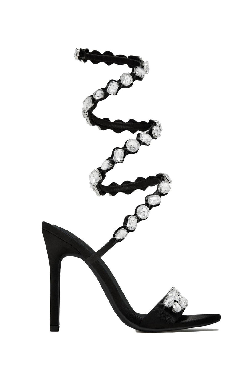 Laura Diamond Ankle Strap Stiletto Sandals - Black