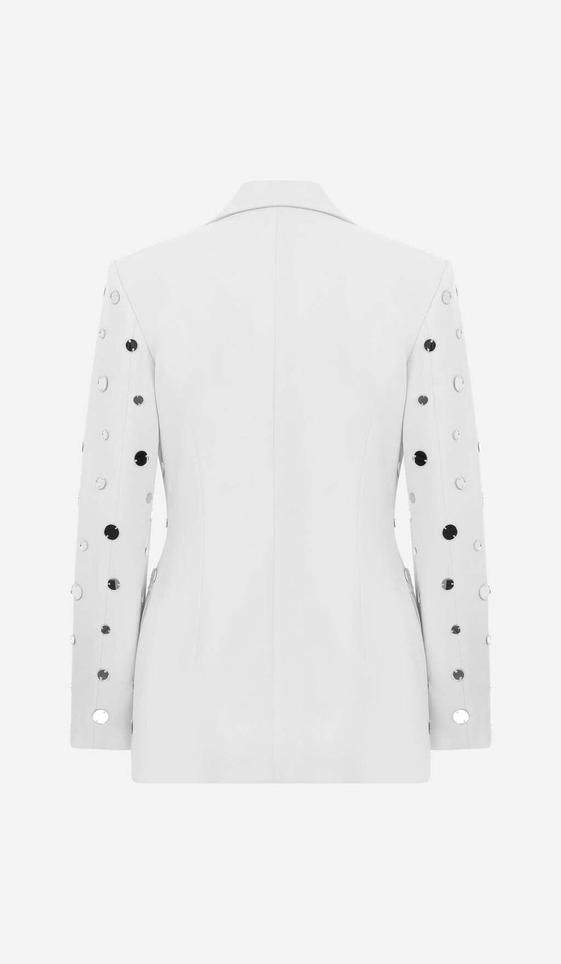 MIRROR SEQUIN DETAIL JACKET IN WHITE