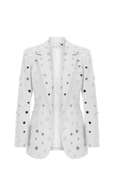 MIRROR SEQUIN DETAIL JACKET IN WHITE