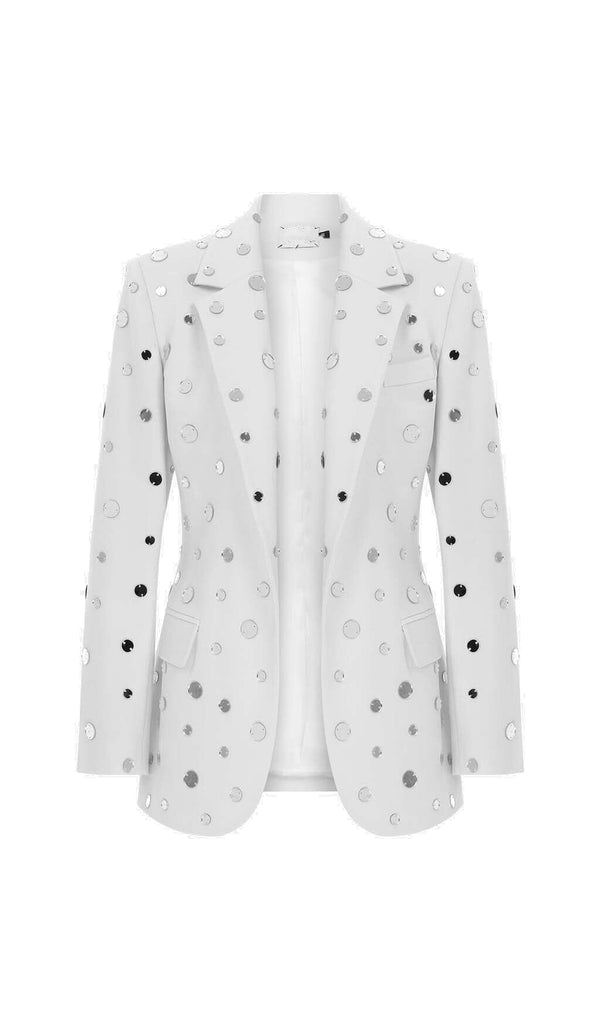 MIRROR SEQUIN DETAIL JACKET IN WHITE