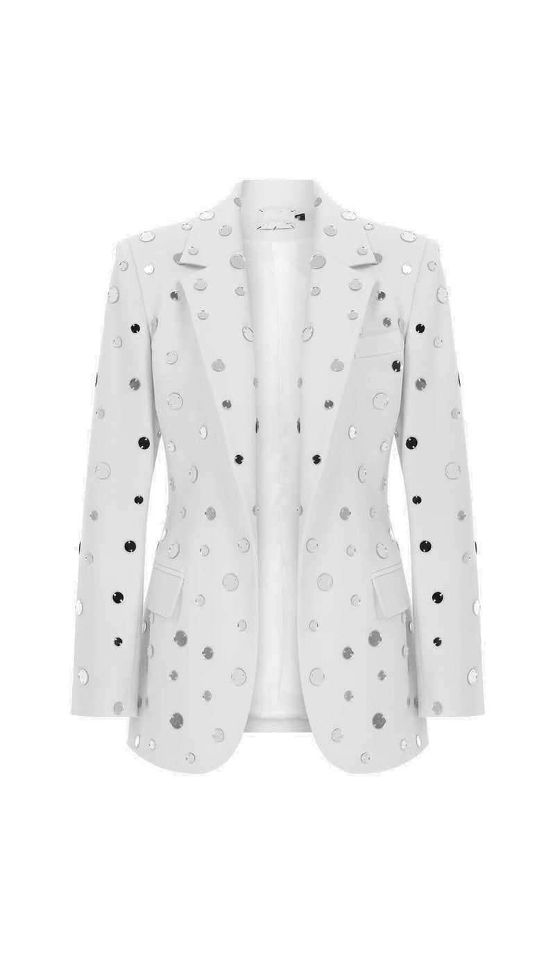 MIRROR SEQUIN DETAIL JACKET IN WHITE