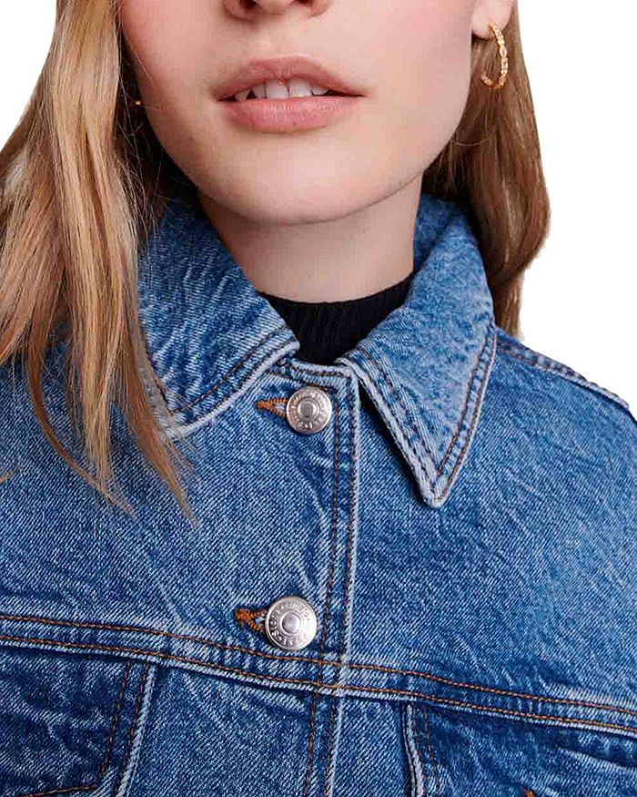 LACED-DETAIL COTTON-BLEND DENIM JACKET