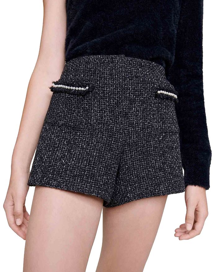 TWEED-SHORTS MIT PAILLETTEN UND PERLENBESATZ 