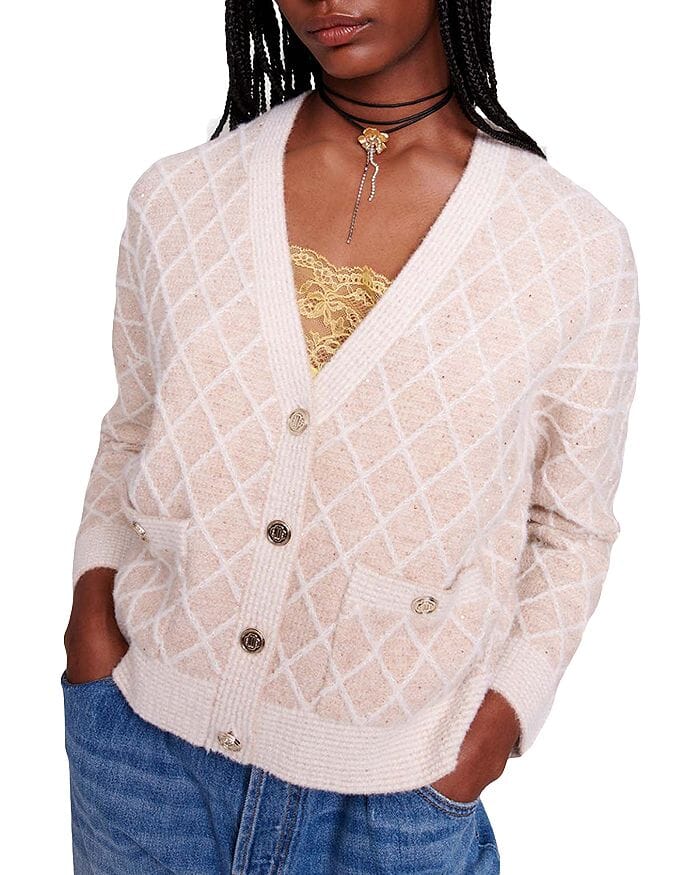 METALLIC CARDIGAN SWEATER