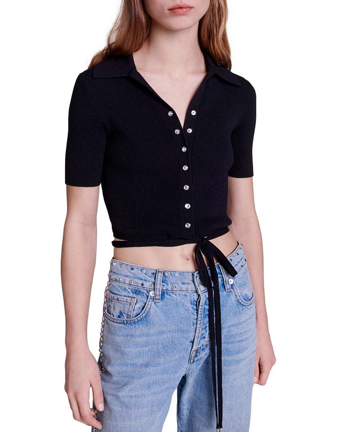 MOSEAL CROP TOP MIT STRASS-DRUCKKNÖPFEN 