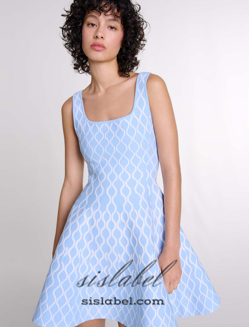 SUSIE BLUE JACQUARD KNIT MINI DRESS