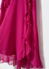 ROBE MAXI À VOLANTS ROSE